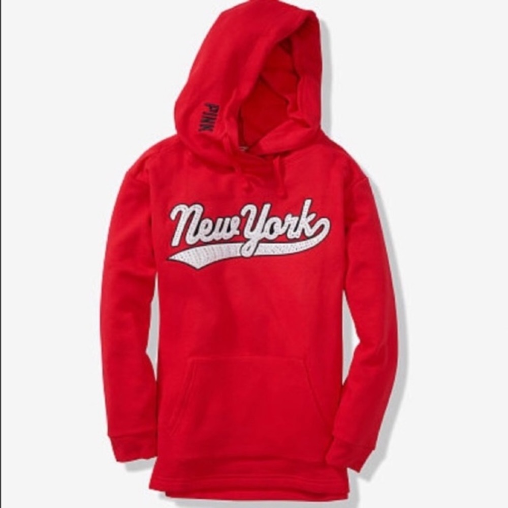 Victoria’s Secret‎ PINK VS Campus Crossover New York Red Hoodie Sweatshirt Sz XS